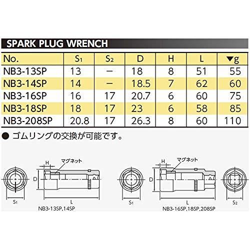 京都機械工具(KTC) ネプロス 9.5mm (3/8インチ) プラグレンチ NB3-14SP｜alt-mart｜02