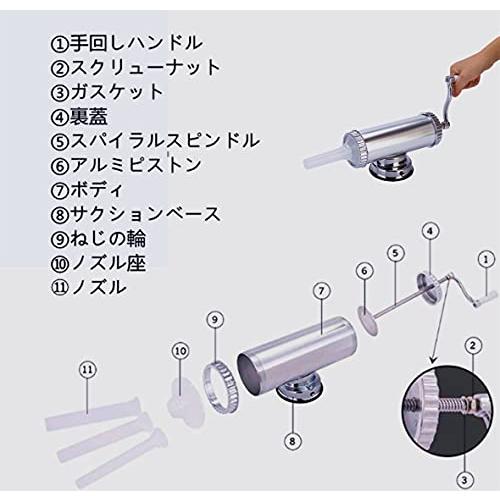 ソーセージマシン 手動ソーセージメーカー アルミ合金製 錆止め 自家製ソーセージ ホットドッグ 家庭用 手回式腸詰め器 ソーセージ 調理ツール 業務用 2ポンド｜alt-mart｜03