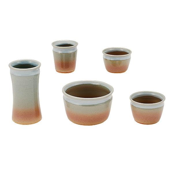 仏具 五具足 萩 陶器 花立 香炉 火立 仏飯器 茶湯器 焼物 萩焼 現代
