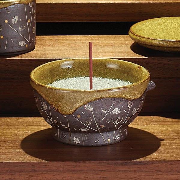 仏具 森林香 カップ 陶器 仏飯器 茶湯器 香炉 火立 フェルト付 現代