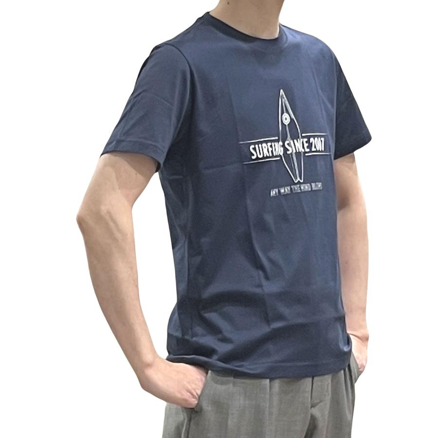 eleventy イレブンティ メンズ Ｔシャツ / SURFING SINCE 2007 プリントＴシャツ ホワイト ネイビー | eleventy | 10