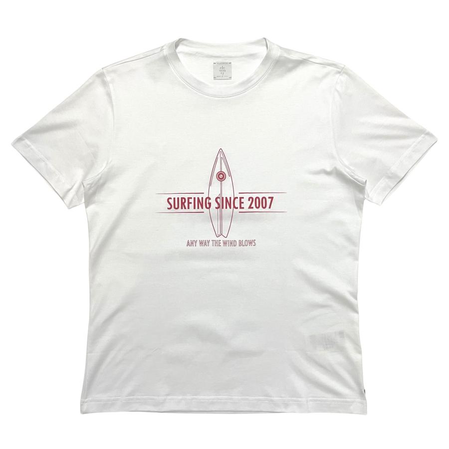 eleventy イレブンティ メンズ Ｔシャツ / SURFING SINCE 2007 プリントＴシャツ ホワイト ネイビー | eleventy | 01
