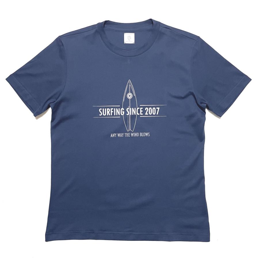 eleventy イレブンティ メンズ Ｔシャツ / SURFING SINCE 2007 プリントＴシャツ ホワイト ネイビー | eleventy | 02
