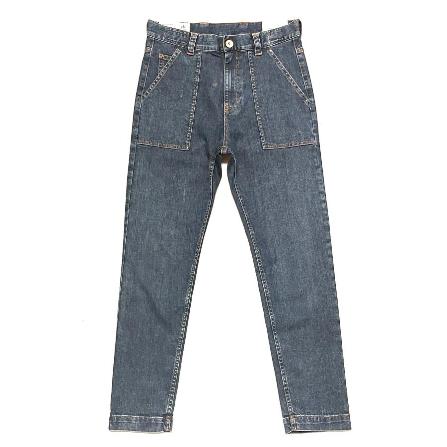 eleventy イレブンティ メンズ パンツ / ストレッチデニム ベイカーパンツ インディゴブルー / イタリア デニム ワークパンツ 40代 50代 | eleventy