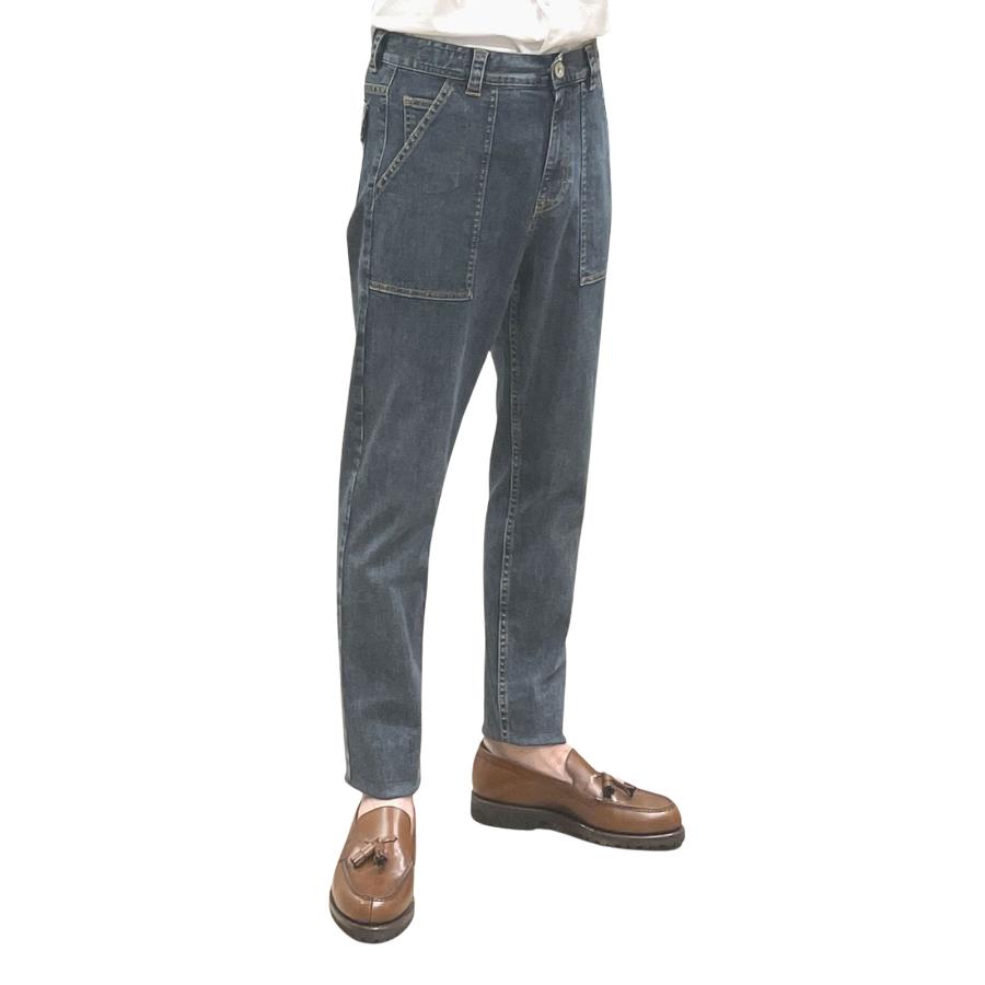 eleventy イレブンティ メンズ パンツ / ストレッチデニム ベイカーパンツ インディゴブルー / イタリア デニム ワークパンツ 40代 50代 | eleventy | 08