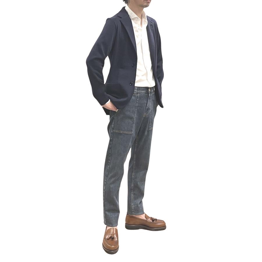 eleventy イレブンティ メンズ パンツ / ストレッチデニム ベイカーパンツ インディゴブルー / イタリア デニム ワークパンツ 40代 50代 | eleventy | 09