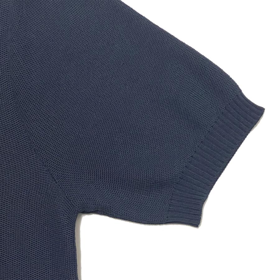 eleventy イレブンティ メンズ ポロシャツ / コットンメッシュ スキッパーカラー ニットポロシャツ ネイビー / 42530002 イタリア 春 夏 40代 50代の画像