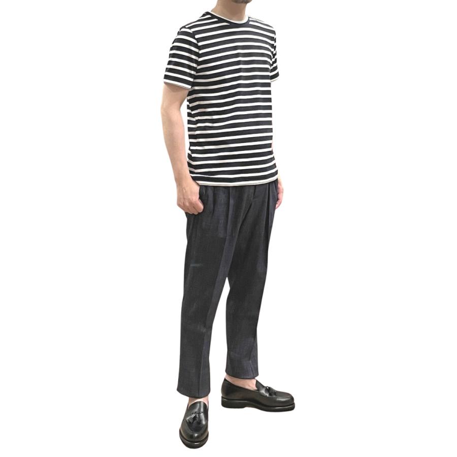 eleventy イレブンティ メンズ Ｔシャツ / フェイクレイヤード マリンボーダー クルーネックＴシャツ ネイビー ホワイト / イタリア 半袖 丸首 | eleventy | 06