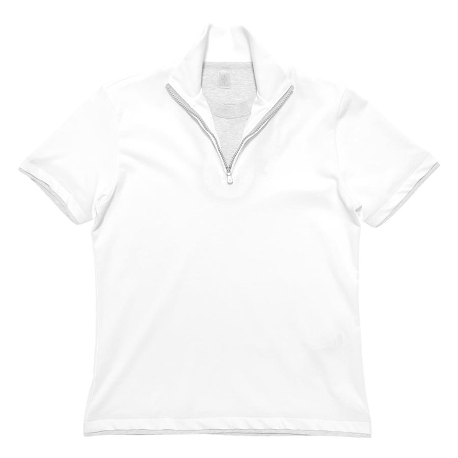 eleventy イレブンティ フェイクレイヤード スタンドカラー ハーフジップＴシャツ / メンズ イタリア ブランド 半袖 無地 重ね着 | eleventy | 01