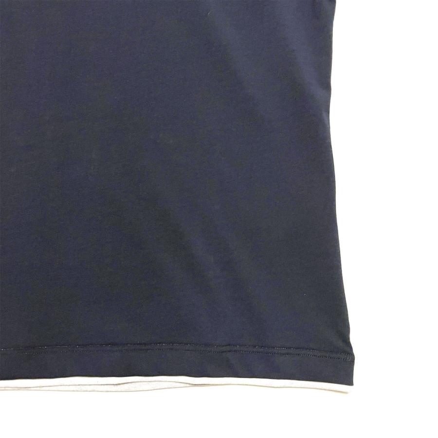 eleventy イレブンティ フェイクレイヤード スタンドカラー ハーフジップＴシャツ / メンズ イタリア ブランド 半袖 無地 重ね着 | eleventy | 11