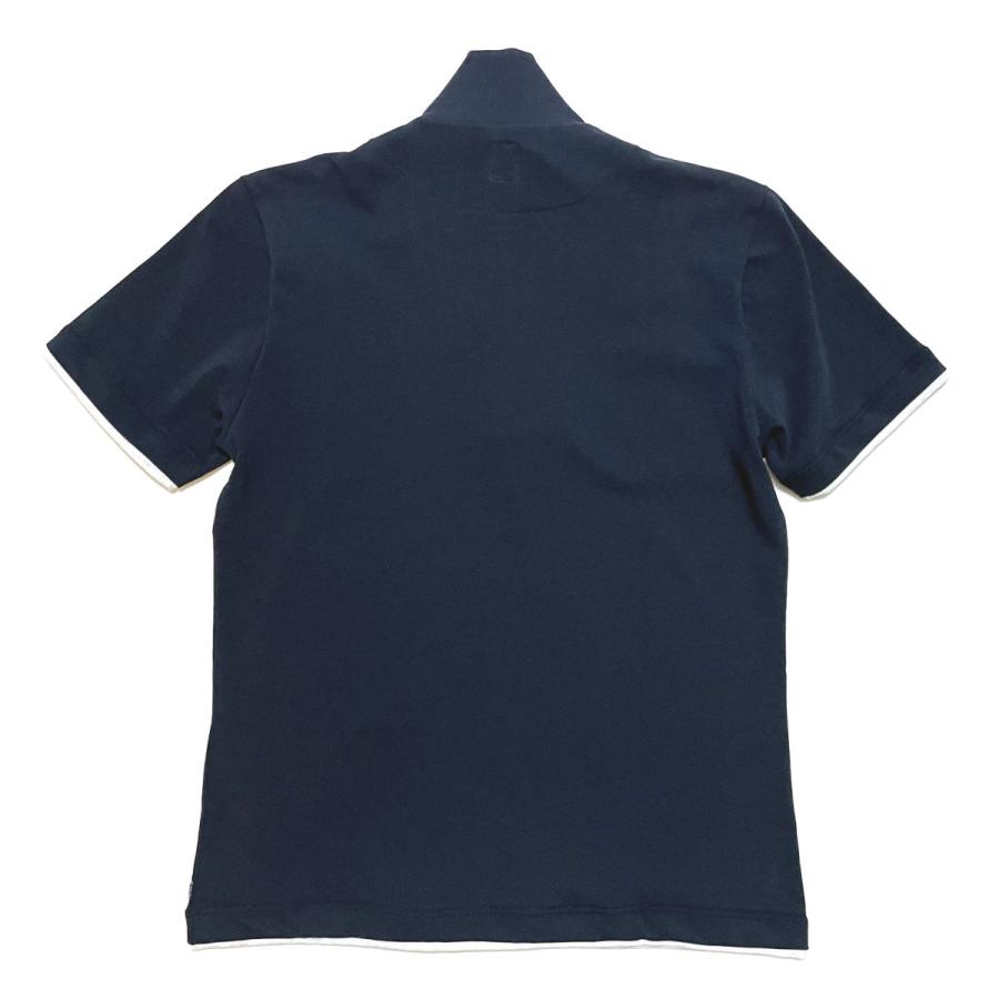 eleventy イレブンティ フェイクレイヤード スタンドカラー ハーフジップＴシャツ / メンズ イタリア ブランド 半袖 無地 重ね着 | eleventy | 12