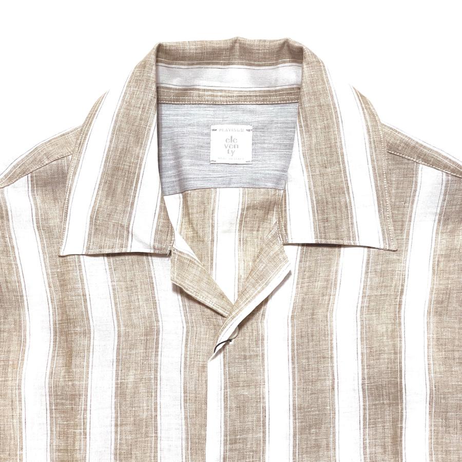 eleventy - eleventy リネンシャツ　サイズ38 eleventy イレブンティ コットン リネン 麻テープ バンドカラー