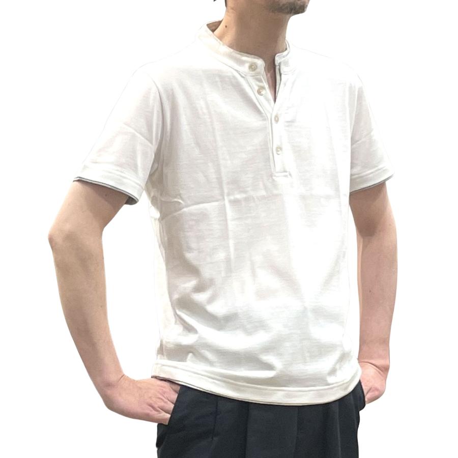 eleventy イレブンティ メンズ Ｔシャツ / フェイクレイヤード ヘンリーネックＴシャツ ホワイト / イタリア ブランド 半袖 白 春 夏 重ね着 40代 50代 | eleventy | 05