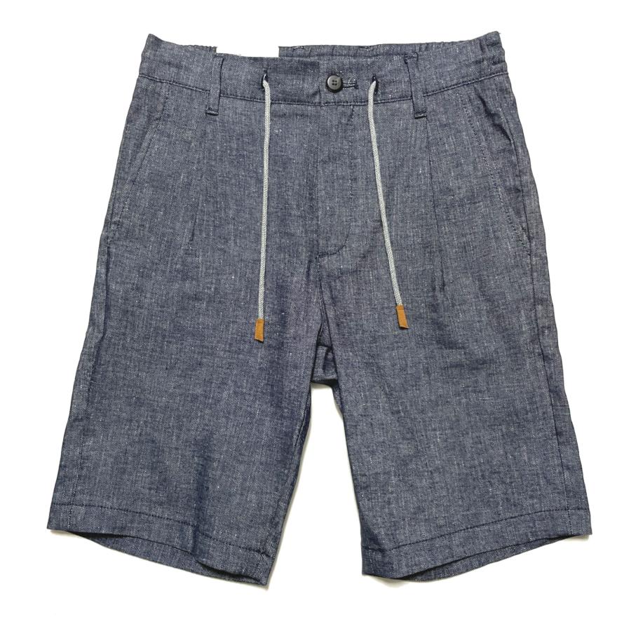 eleventy イレブンティ メンズ パンツ / コットンリネン ストレッチデニム ウエストシャーリング １プリーツ ショートパンツ / イタリア 40代 50代 | eleventy