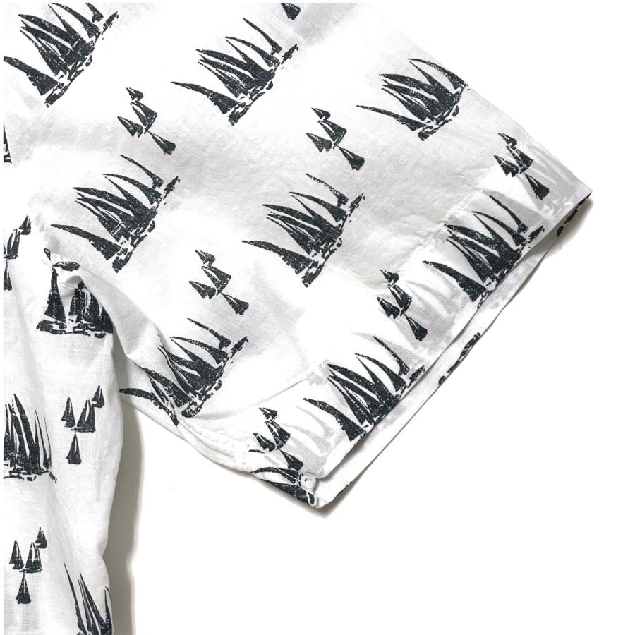 Finamore フィナモレ シャツ メンズ / BART P3083 オープンカラー ヨットプリント ショートスリーブシャツ ホワイト ブラック / イタリア 開襟シャツ | Finamore | 03