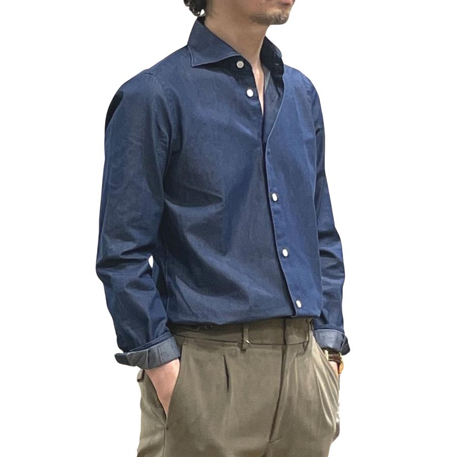 フィナモレ　FINAMORE　シャンブレーシャツ青 長袖シャツ 楽天市場】【秋先取り20】フィナモレ Finamore 長袖カジュアル