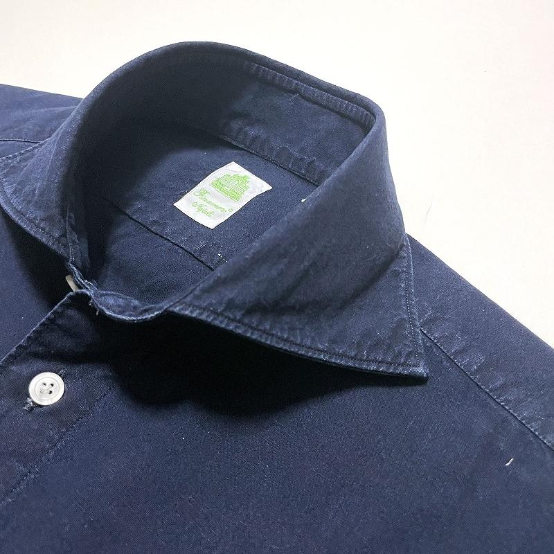 Finamore フィナモレ SIMONE BALI A1085D シモーネ バーリ カッタウェイカラー デニムシャツ インディゴブルー | Finamore | 02