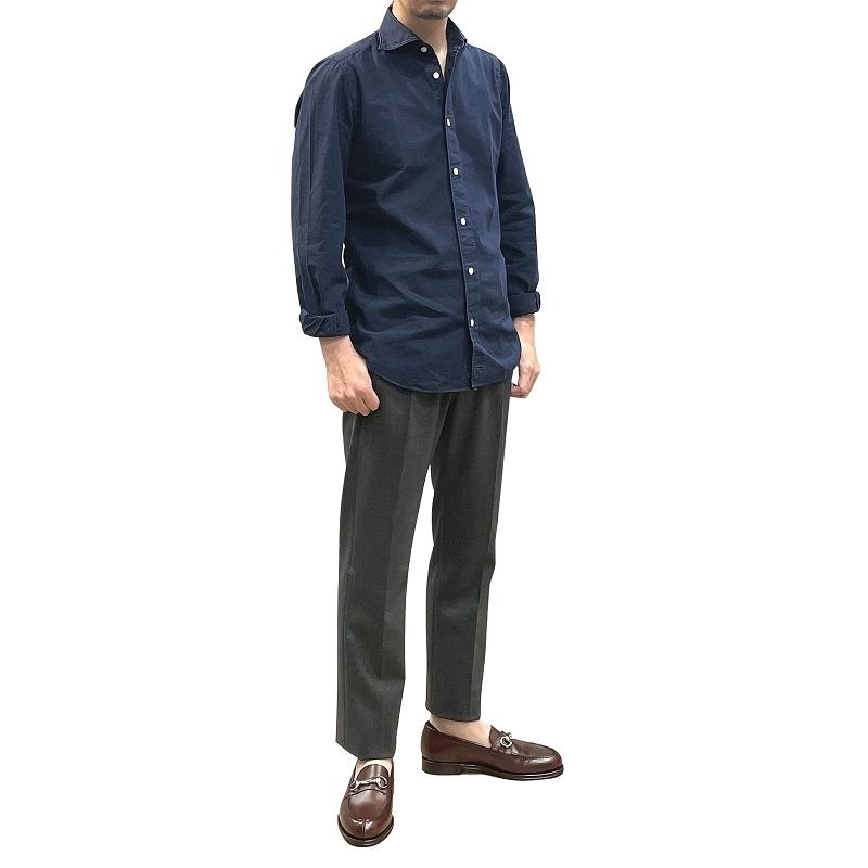 Finamore フィナモレ SIMONE BALI A1085D シモーネ バーリ カッタウェイカラー デニムシャツ インディゴブルー | Finamore | 06