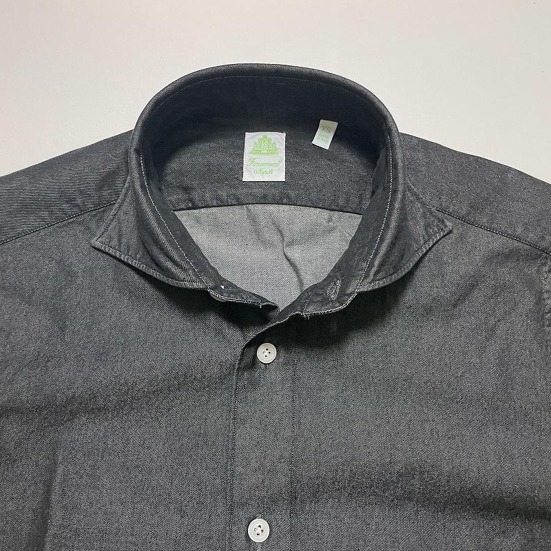 Finamore フィナモレ SIMONE BALI A1085D シモーネ バーリ カッタウェイカラー デニムシャツ ブラック | Finamore | 01