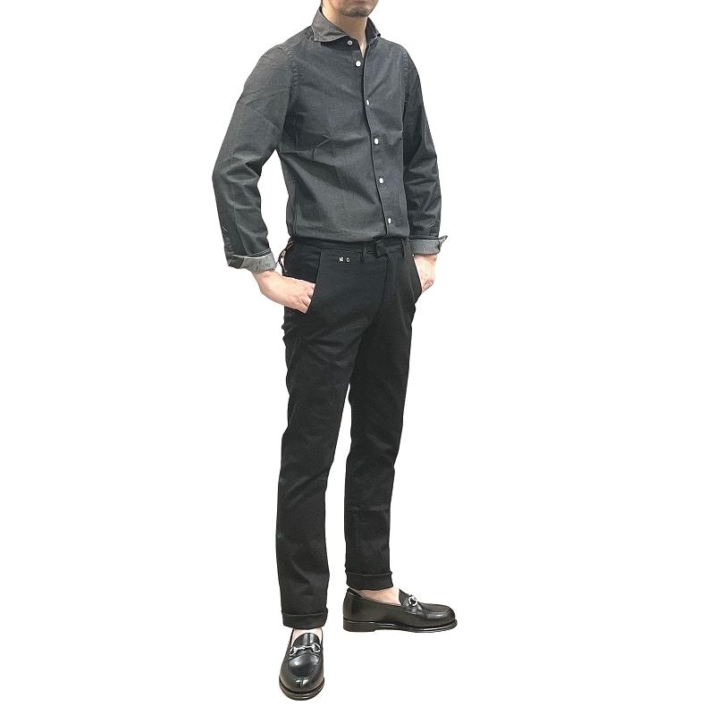 Finamore フィナモレ SIMONE BALI A1085D シモーネ バーリ カッタウェイカラー デニムシャツ ブラック | Finamore | 06