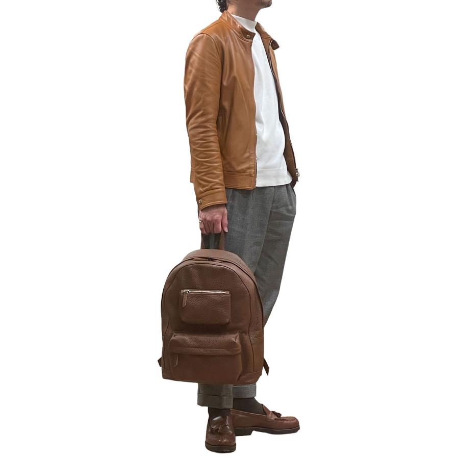WILLIAM ウィリアム TAURUS TAURILLON タウラス トリヨン シュリンクレザー バックパック ブラウン / メンズ イタリア リュックサックの画像