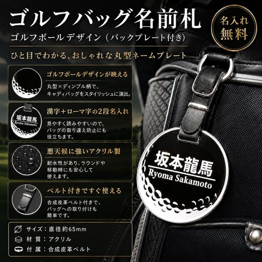 ネームタグ 丸型 クリア（バックプレート付） ゴルフ ネームプレート