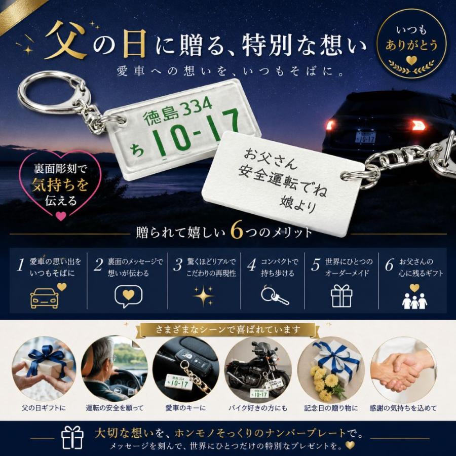 裏面彫刻付 超リアル ナンバープレートキーホルダー（自動車・中型大型