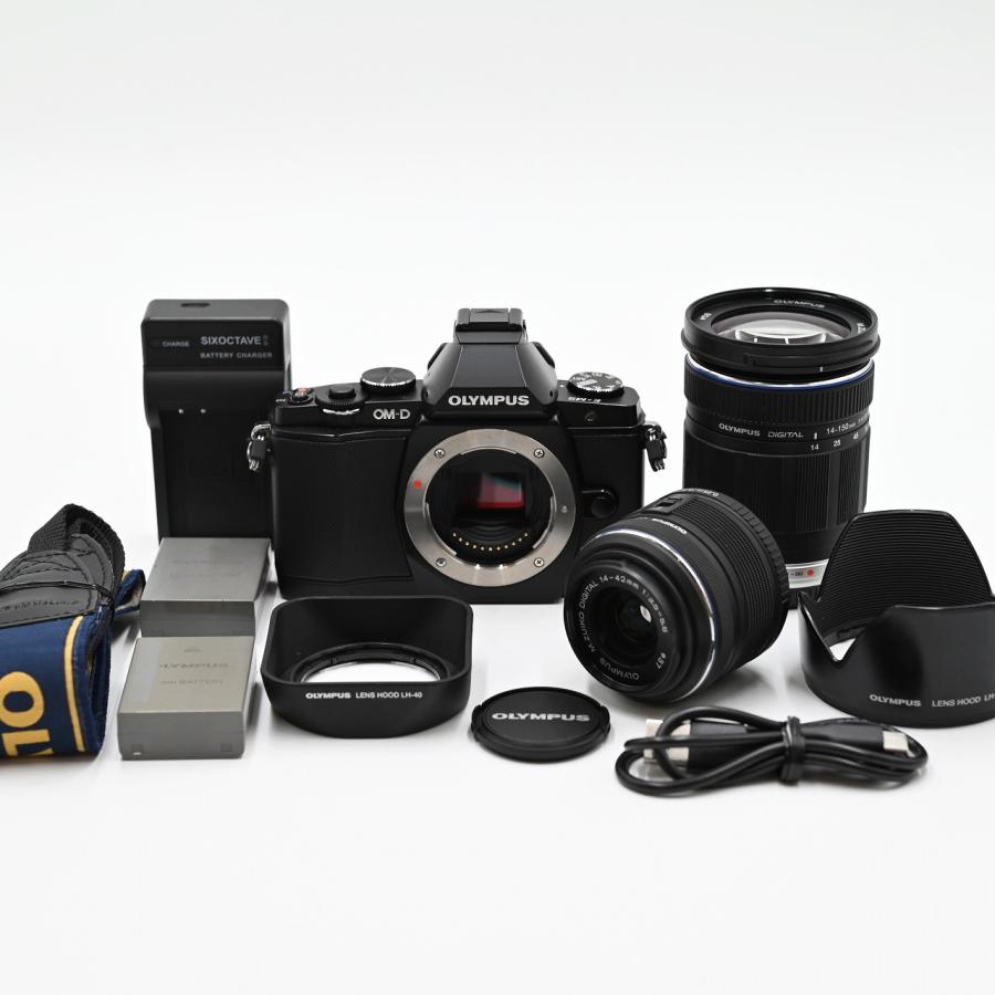 OLYMPUS オリンパス ミラーレス一眼 OM-D E-M5 ダブルズームキット ブラック OM-D E-M5 DZKIT BLK ミラーレス一眼レフカメラ | 