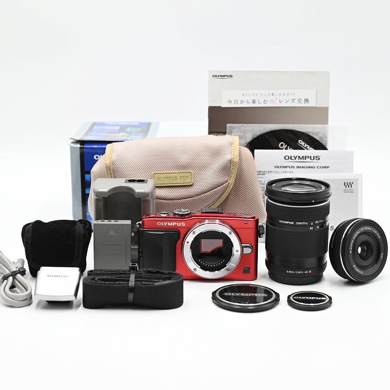 OLYMPUS オリンパス ミラーレス一眼 PEN Lite E-PL6 14-42mm 40-150mm RED (ショット数5831枚) ミラーレス一眼レフカメラ | 