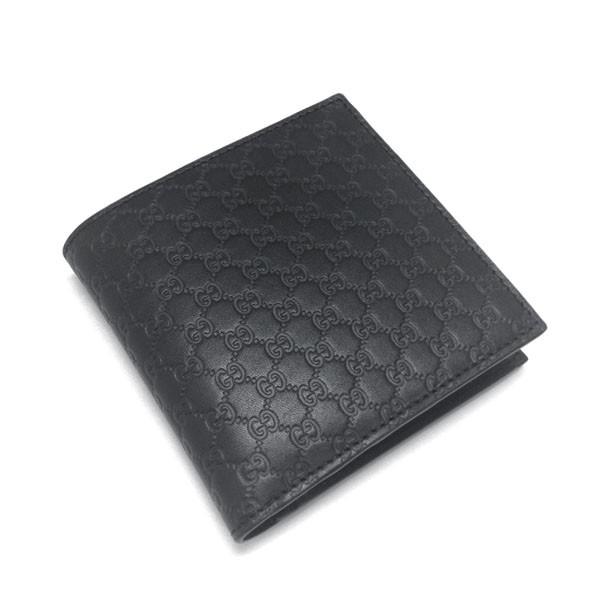 人気の贈り物が 二つ折り財布 1000 Bmj1n アウトレット Gucci 二つ折り メンズ 財布 グッチ 新品 あすつく対応 ラッピング無料 送料無料 マイクログッチシマ 黒 ブラック レザー 財布 Hermandad Estrella Org