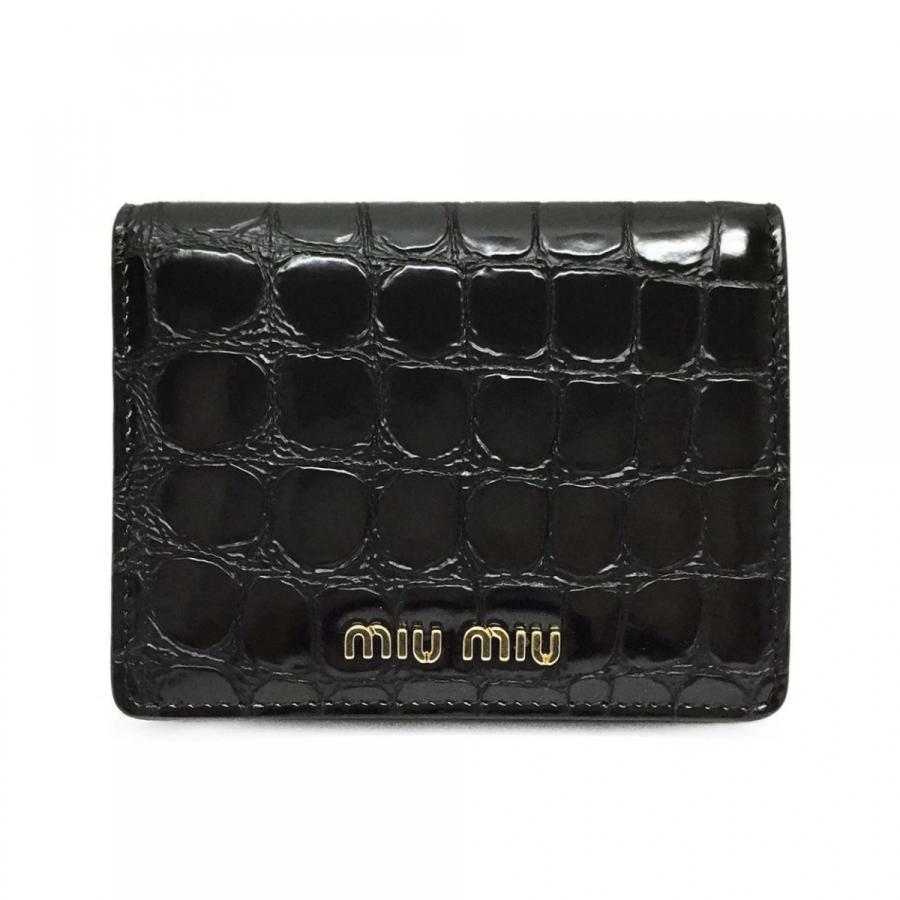 品質は非常に良い クロコダイルプリントレザー財布 Miumiu 財布 ミュウミュウ 5mv4 ブラック レザー 二つ折り財布 レディース F0002 2dq8 二つ折り財布 Www Collectiviteslocales Fr