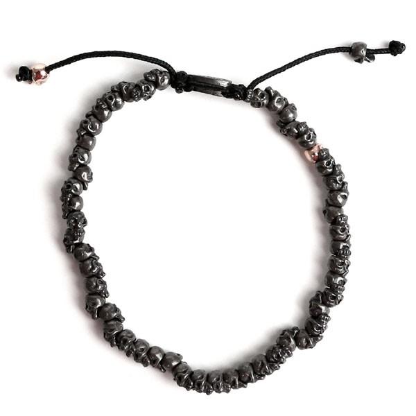 エムコーエン M.cohen STACKED OX SKULLS W/ RSMALLE GOLD DETAIL BRACELET オキシダイズドシルバー ＆ ローズゴールド スカル ブレスレット B-10259-OX-RG