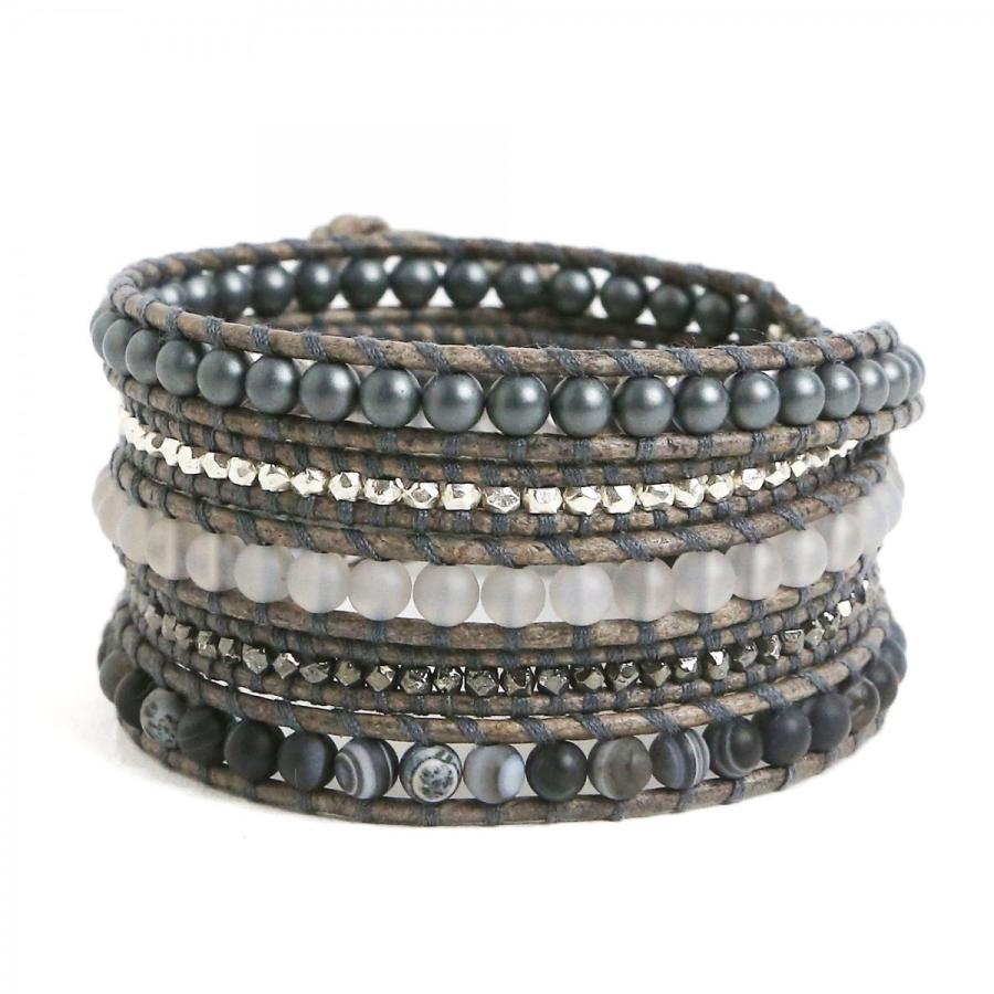 チャンルー ブレスレット メンズ 5連 Chan Luu Bsm 1713 Mat Hema Mix ラップブレスレット ストーンビーズ ミックス グレー レザー Bsm 1713 Mat Hema Mix アルターエゴ 通販 Yahoo ショッピング