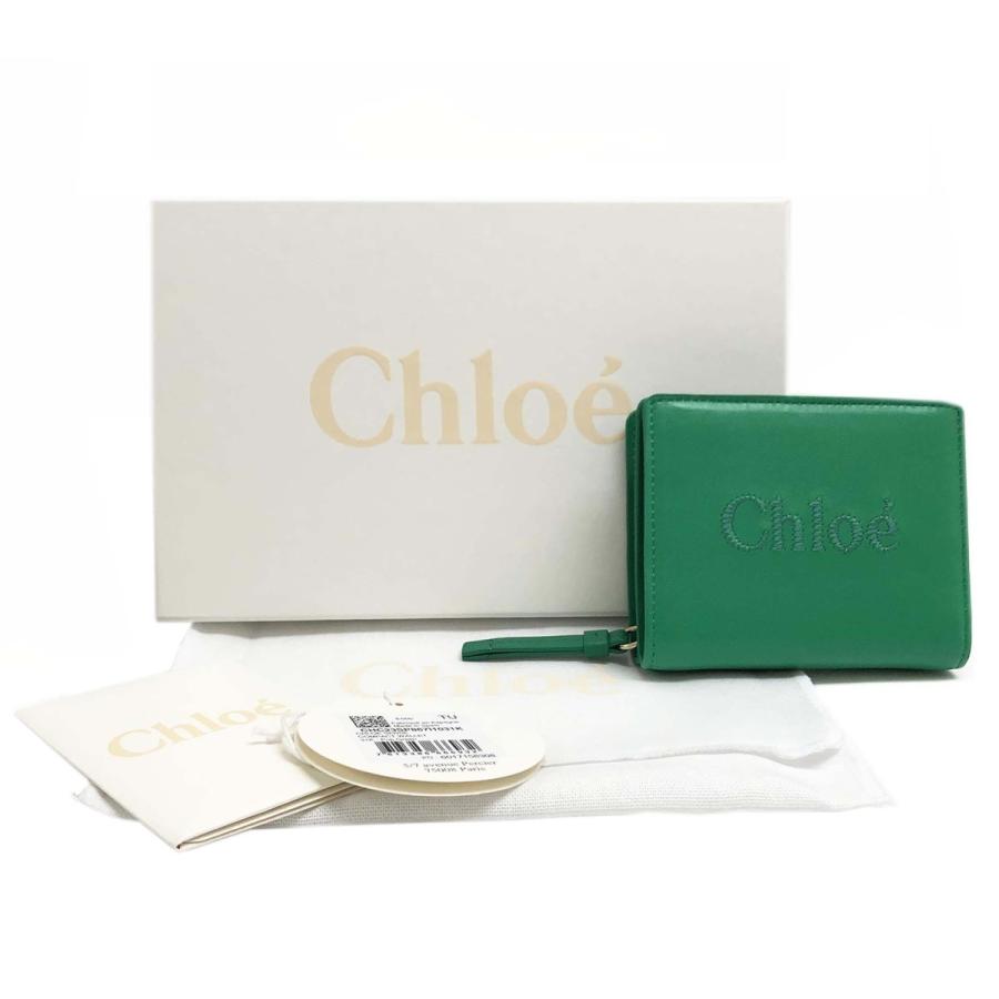 クロエ 財布 Chloe SENSE コンパクトウォレット CHC23SP867 I10 31K レディース 二つ折り財布 レザー Pop Green  グリーン