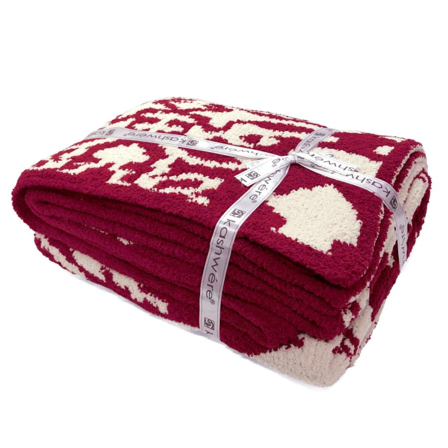 Kashwere カシウェア ダマスク 織柄ブランケット Damask Patterned Throw Ruby Red Creme ルビー