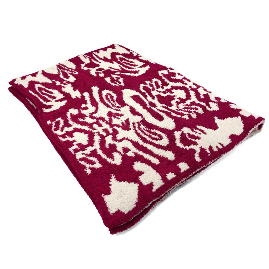 Kashwere カシウェア ダマスク 織柄ブランケット Damask Patterned Throw Ruby Red Creme ルビー