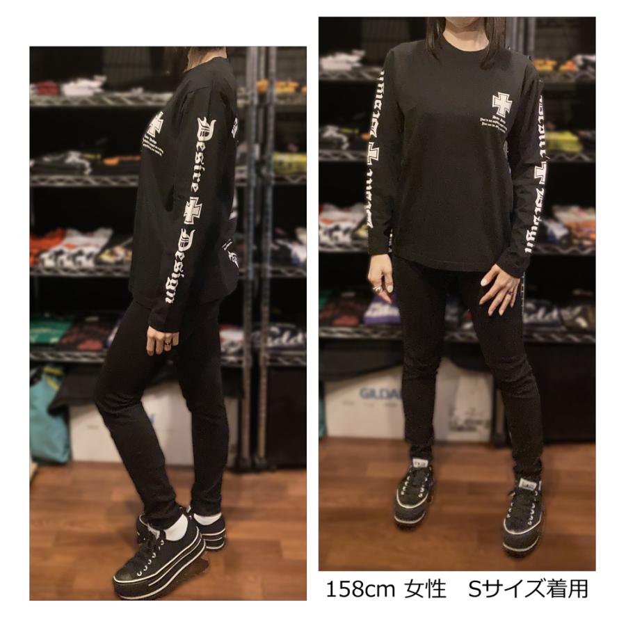 Tシャツ アイアン クロス ロンT ロック バイク 長袖 黒 Desire Design