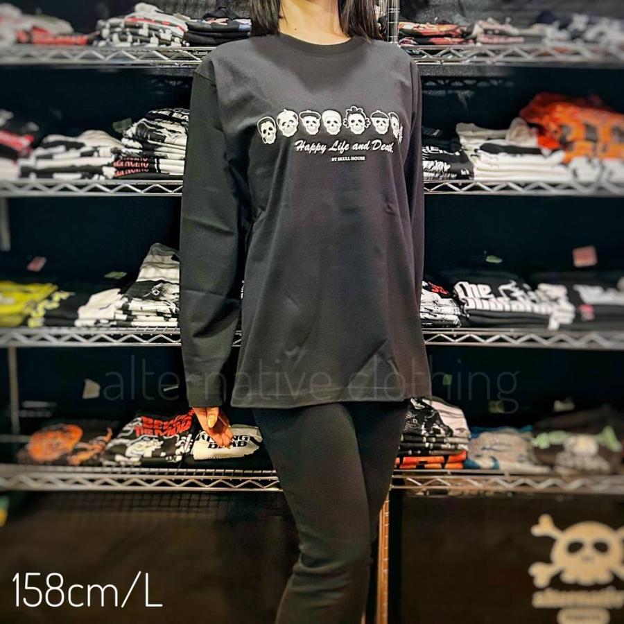 土日も発送】 Tシャツ 長袖 スカル ファミリー ドクロ ロンT 黒