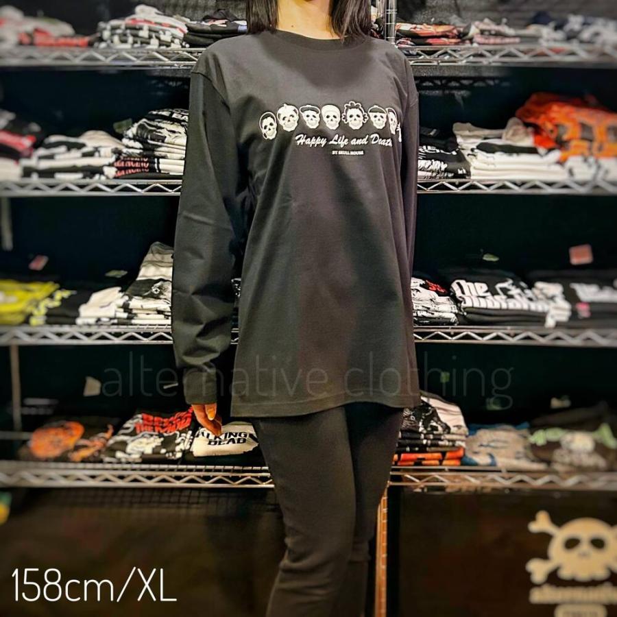 土日も発送】 Tシャツ 長袖 スカル ファミリー ドクロ ロンT 黒