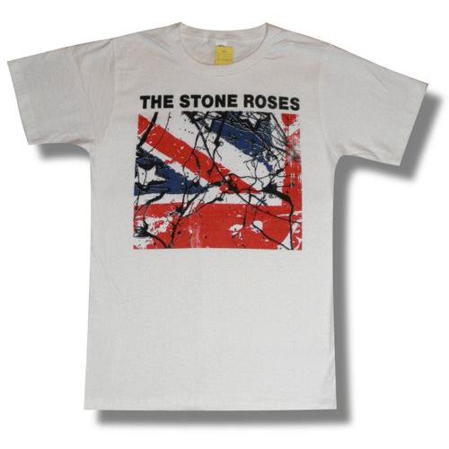 【土日も発送】 Tシャツ THE STONE ROSES ストーン・ローゼス ユニオン・ジャック 白 ナチュラルホワイト ロック バンド bny｜alternativeclothing