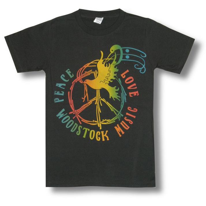 6/26入荷】Tシャツ WOOD STOCK ウッドストック LOVE&PEACE ハト ロック