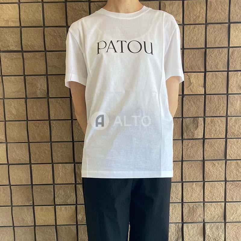 【2023SS新作】PATOU パトゥ オーガニックコットン 半袖Tシャツ カットソー ロゴ入り JE0299999 ホワイト/ブラック