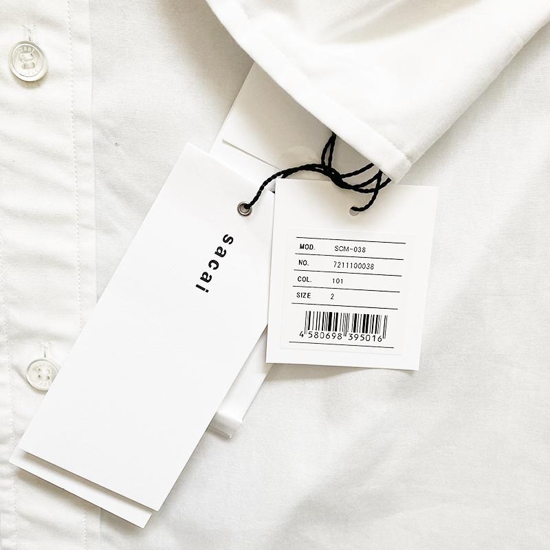 2022SS新作 sacai サカイ コットン ポプリンシャツ SCM038 ホワイト 2022SS新作 sacai サカイ コットン ポプリンシャツ SCM038 ホワイト