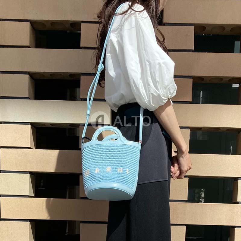 MARNI マルニ かごバッグ SMALL トートバッグ ライトブルー 新品 | www