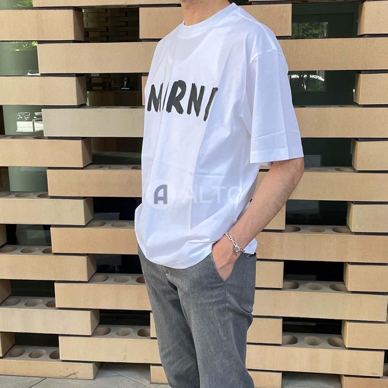 MARNIマル二 プリント コットンTシャツ 最新・限定通販 レディース