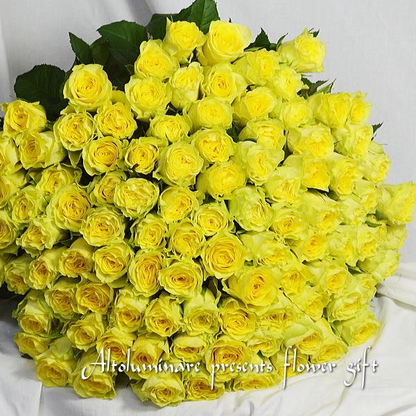 バラの花束 黄色 イエロー系バラ100本の花束 ブーケ