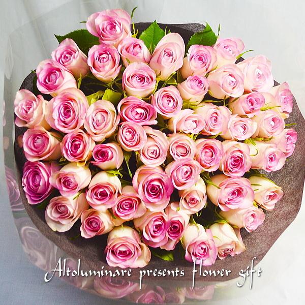 ピンクのバラ花束60本　還暦のお祝いに｜altoluminare