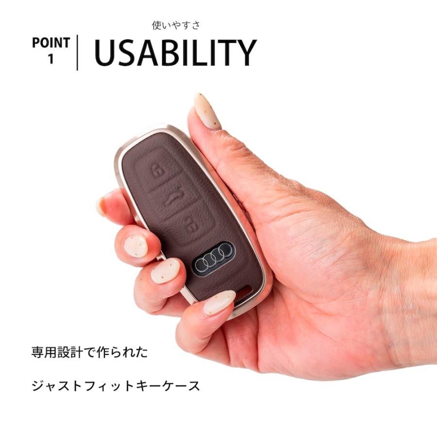 AudiQ3用 スマートキーケース ブラウン Audi（アウディ） キーケース キーカバー (スマートキー アクセサリー