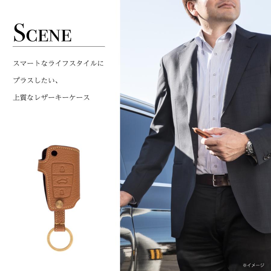 (ギフト可) アウディ Audi キーケース キーカバー PERINGERレザー シボ革 Audi03 | Audi | 01