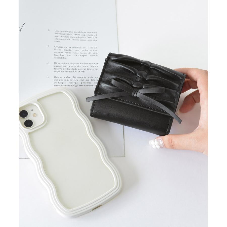 ギャザー リボン 三つ折り財布 財布 さいふ ミニ財布 ウォレット ギャザー リボン 三つ折り財布 財布 さいふ ミニ財布 ウォレット
